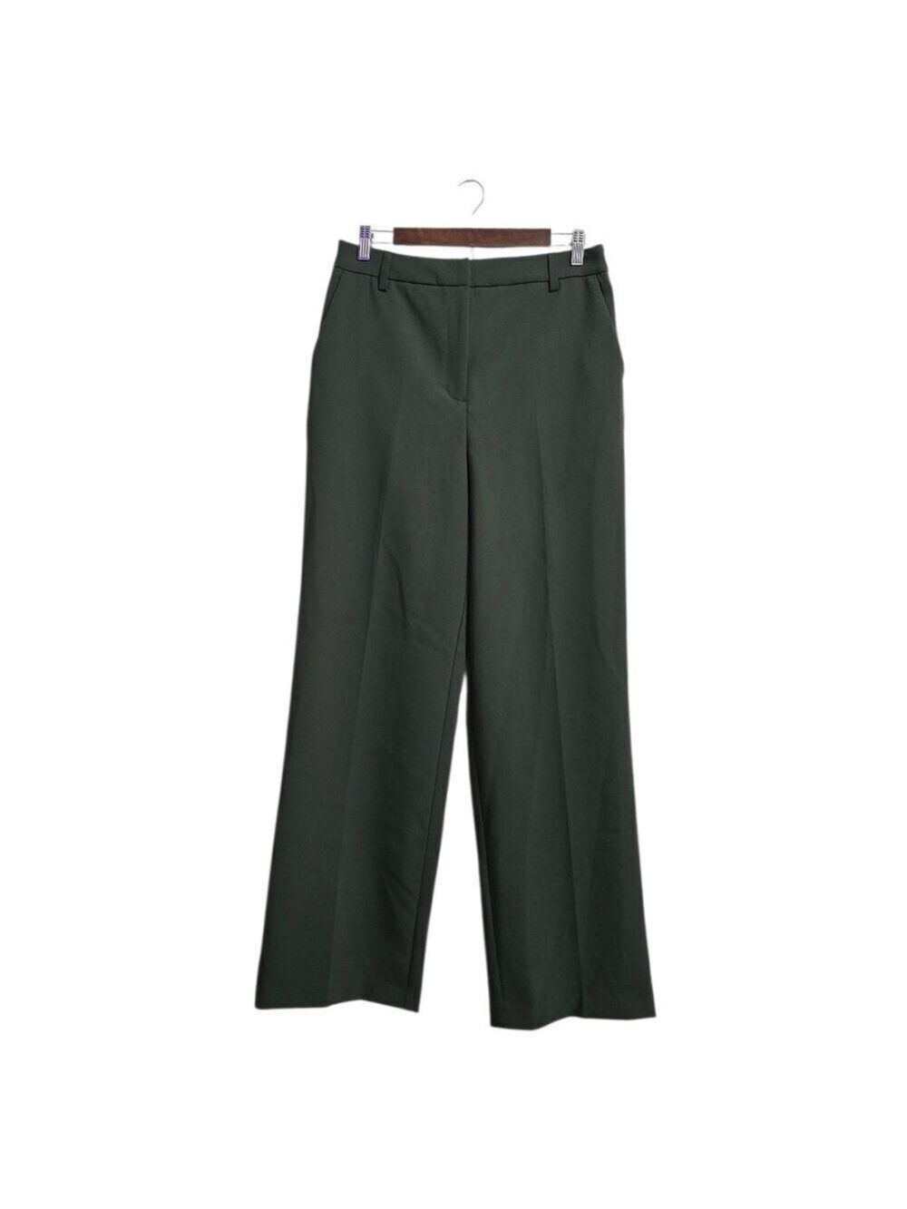 Joie High Rise Straight Wide Leg Trousers In Olive Sz 8